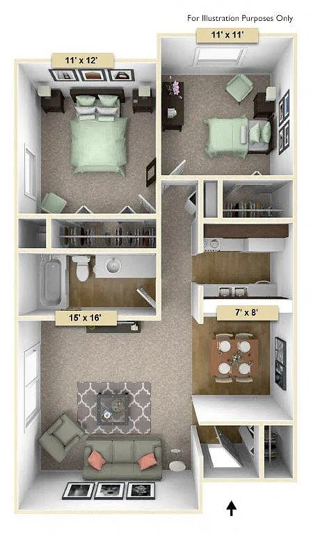 Floor plan Two Bedroom Redwood