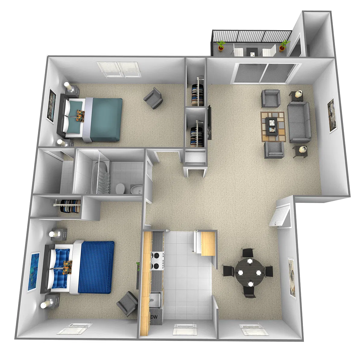 Floor plan 2 Bedrooms 1.5 Bath