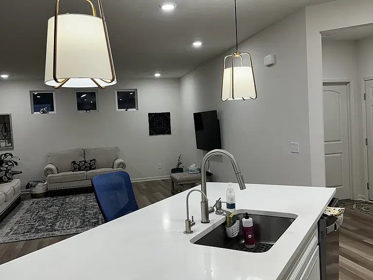 Open view of the living room from the kitchen
