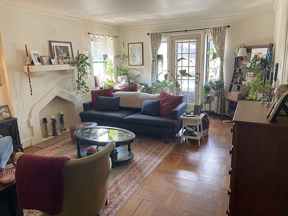 Living room facing front of building