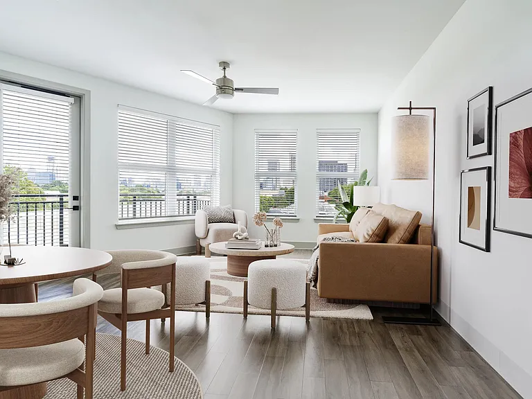 Open, light-filled living at Modera Westside Trail, offering refined finishes and scenic Atlanta views right from home.