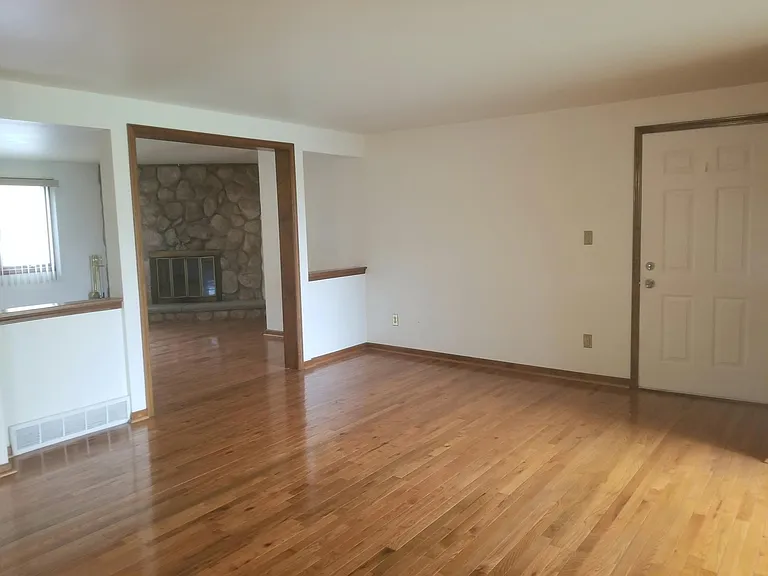 All new beautiful hardwood floors, white satin paint, natural woodwork, fireplace not wood-burning decorative only, thermopane windows with custom blinds.