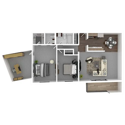 Floor plan 2 Bedroom + Den