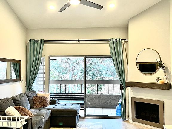 View of living room and balcony.