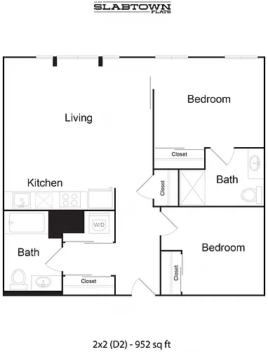 Floor plan 2 Bedroom 2 Bathroom D2