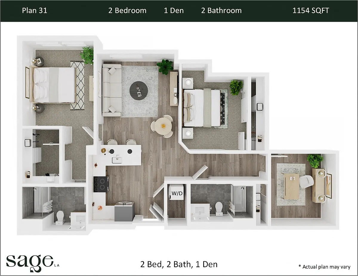 Floor plan 2 Bedroom + Den Plan 31