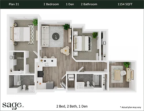 Floor plan 2 Bedroom + Den Plan 31