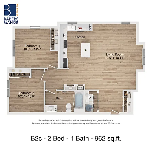 Floor plan B2c | 2 Bed | 1 Bath | 30