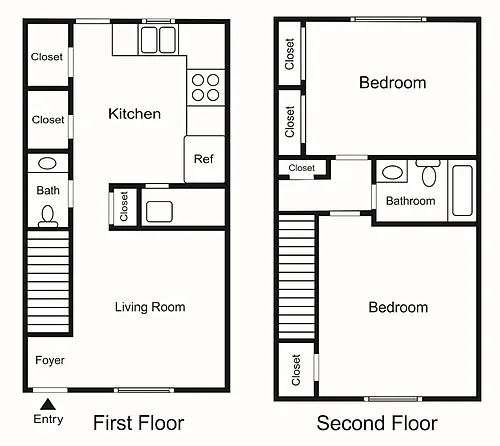Floor plan Two Bedroom Townhome
