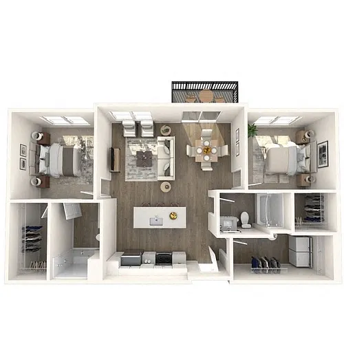 Floor plan 2 Bedroom, 2 Bath Apartments