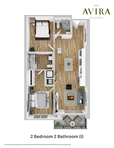 Floor plan 2 Bedroom 2 Bathroom (Type I)