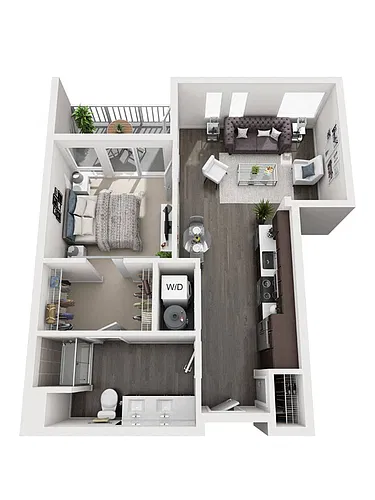 Floor plan 1 Bedroom A6 | 1 Bath