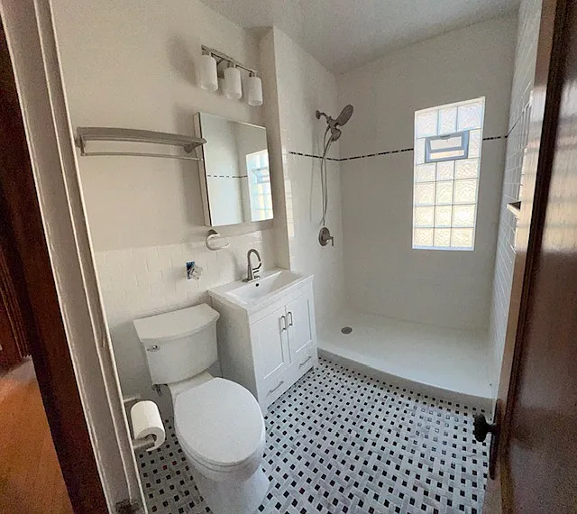 New bath with walk-in shower