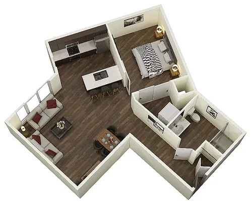 Floor plan Open 1-Bed C