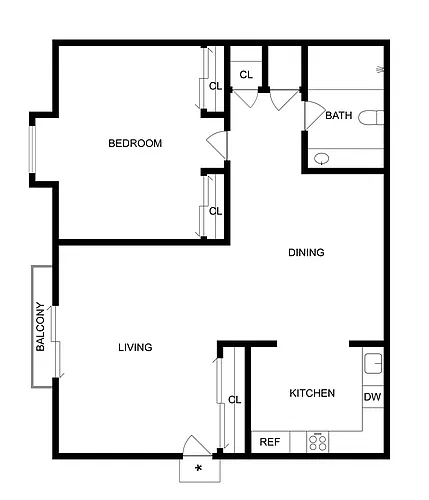 Floor plan 1 BR x 1 BA - B