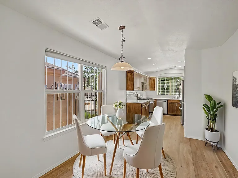 Dining area and kitchen.