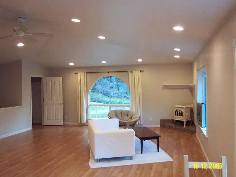 living area with closet to left for clothes etc.