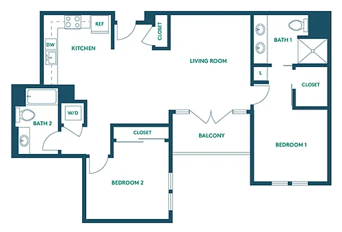 Floor plan 2Bed/2Bath K - Signature