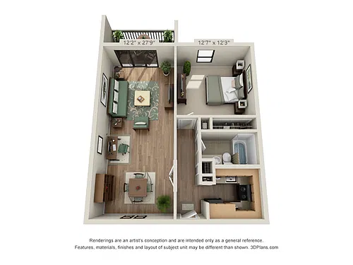 Floor plan 1 Bed 1 Bath G