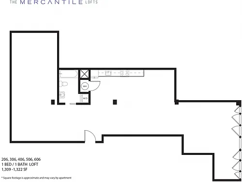 Floor plan 1 Bedroom Loft - Plan 6