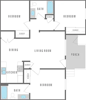 3 Bedroom 2 Bath 880 sqft 3 Bedroom 2 Bath 880 sqft