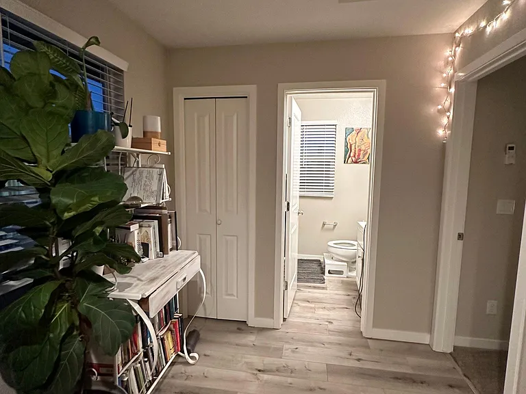 Dinning nook and entrance to bathroom