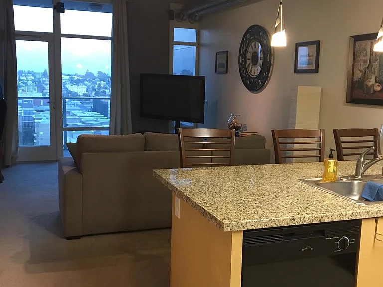 view from kitchen to balcony - east facing view