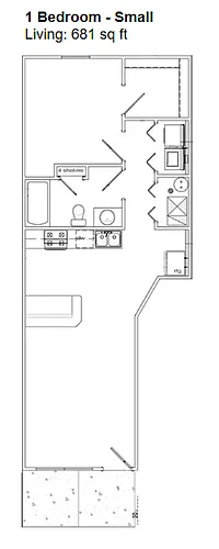 Floor plan 1 Bed without Garage Smaller