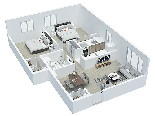 Floor plan 2 BD 1 BA Executive