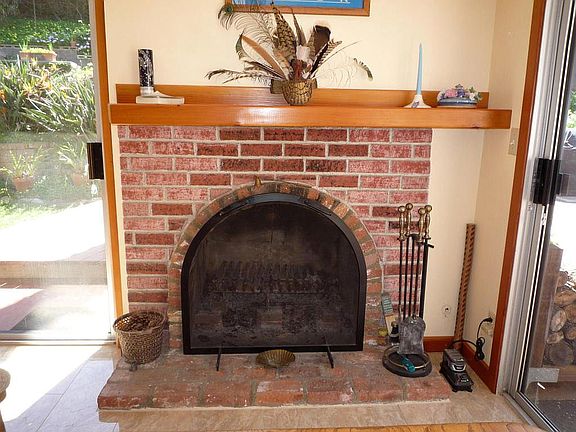 Fireplace in dining room