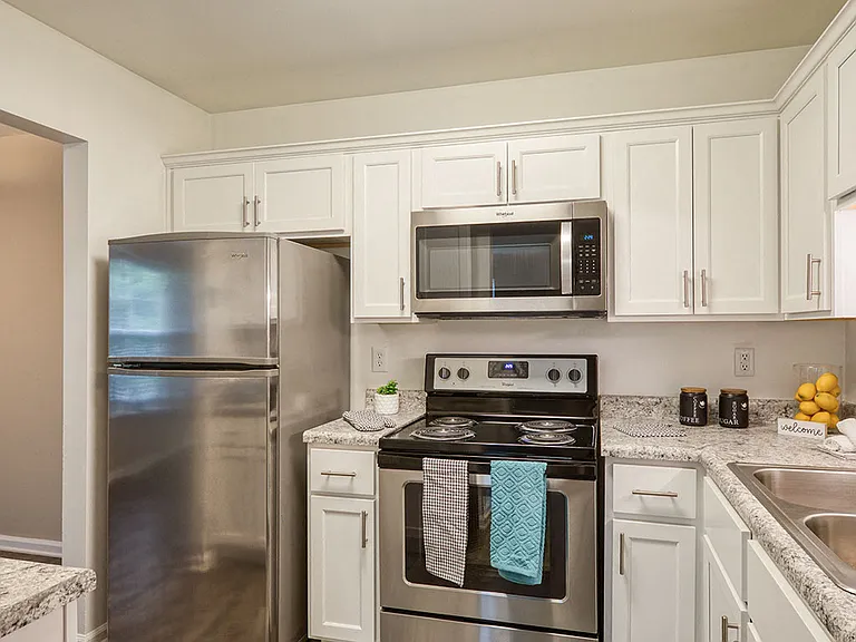 Stainless steel appliances in remodeled kitchen