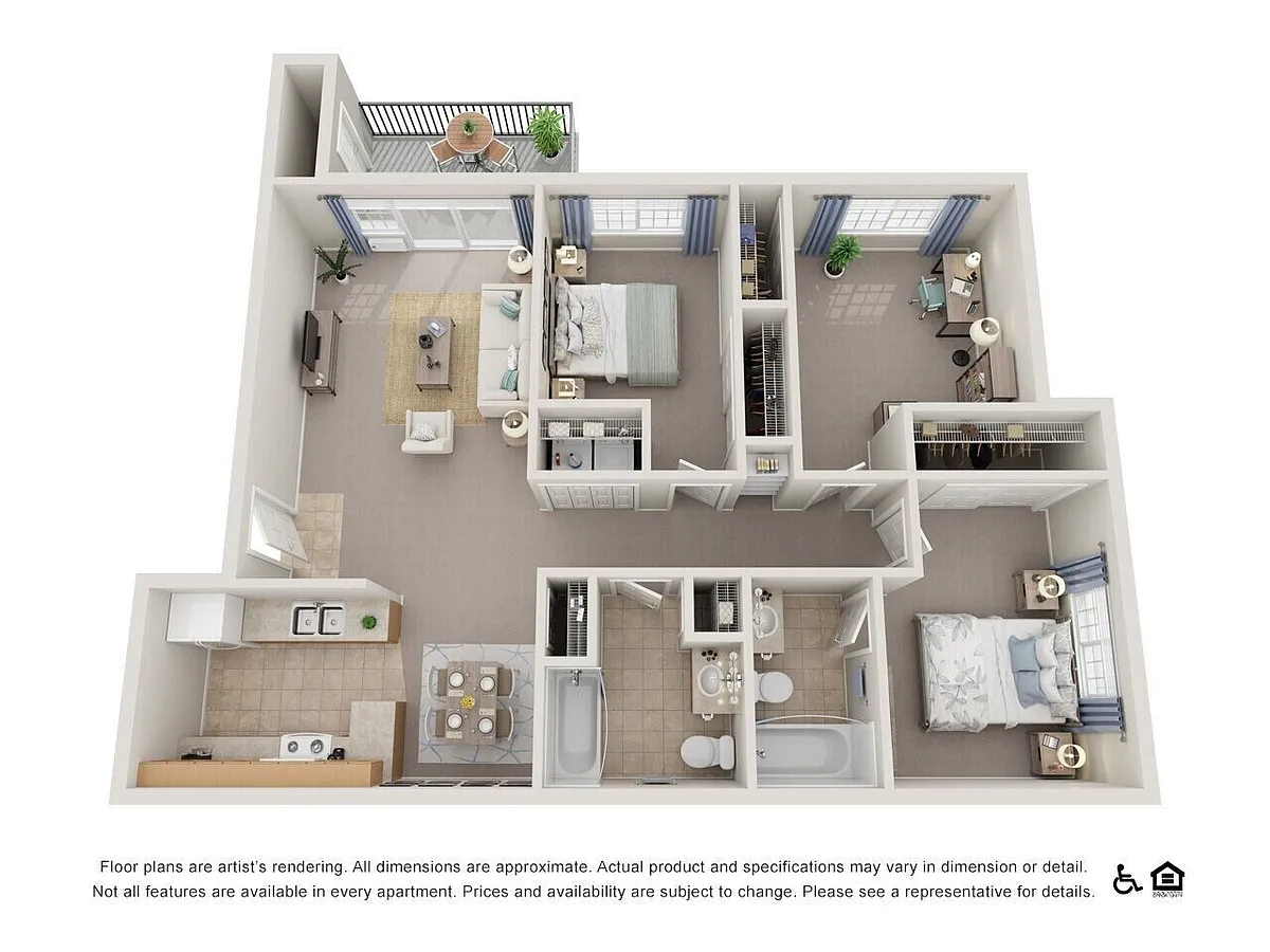 Floor plan Three Bedroom, Two Bathroom