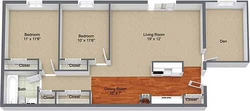 Floor plan Two Bedroom Den