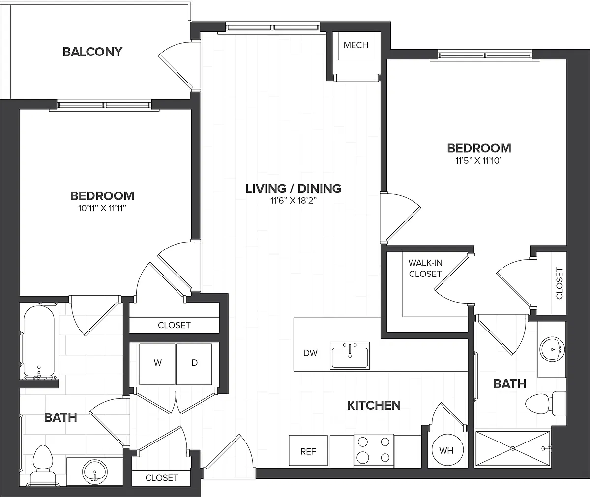 Floor plan 2 Bed/2 Bath-B8