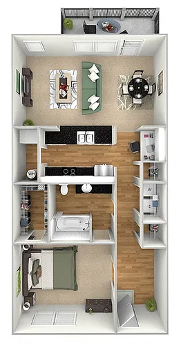 Floor plan A2H (1x1 Harbor Town)
