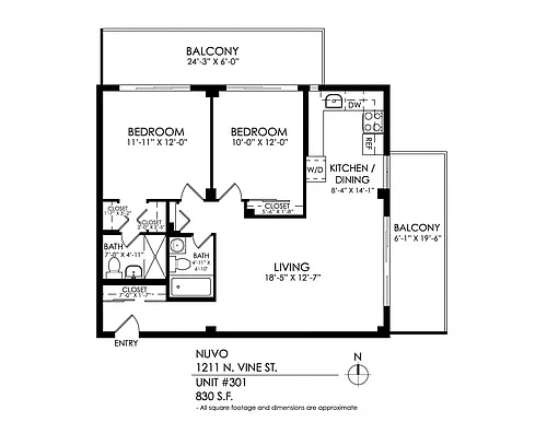 Floor plan 2 Bedroom 1 Bath