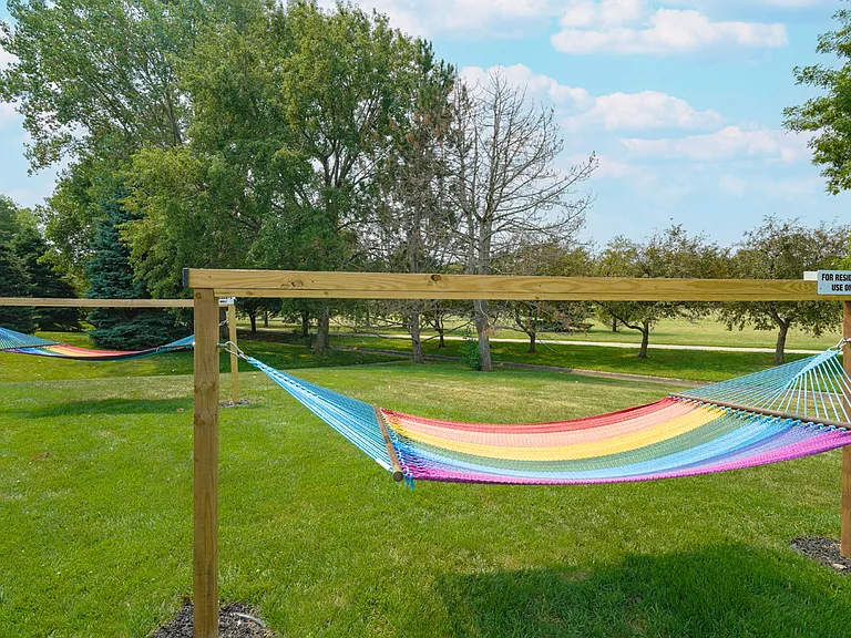 Relax or enjoy a book in one of our hammocks.