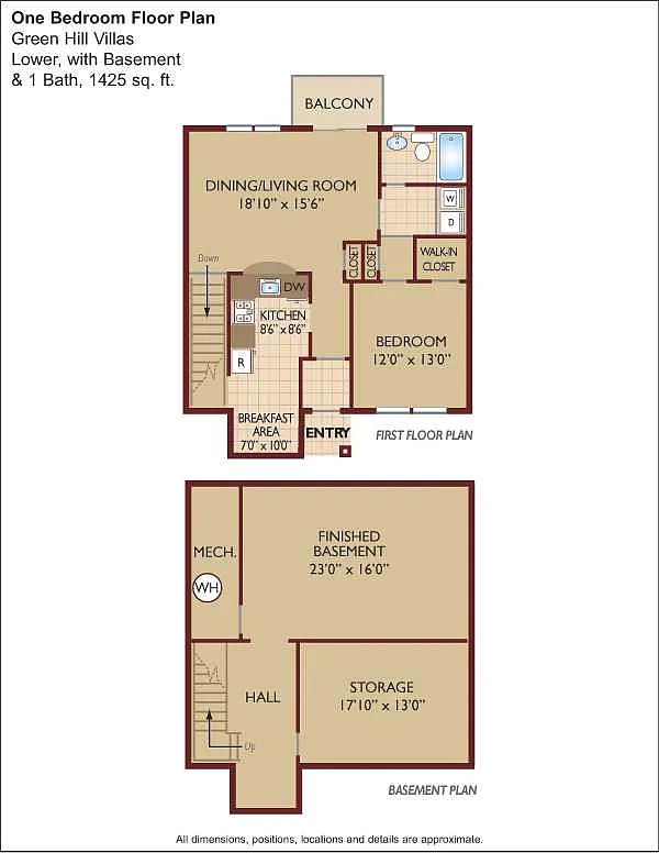 Floor plan $1.90/sq.ft. - One Bedroom with Basement-GH Villas