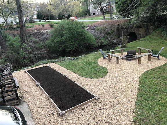 Fire pit and garden
