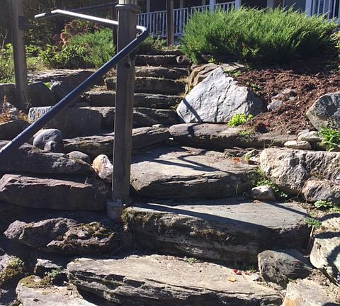 stone stairway to patio