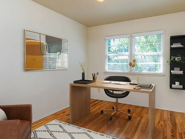 Home Office with Wood Floors