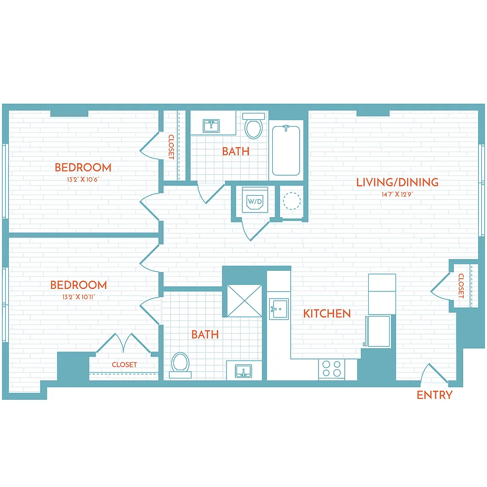 Floor plan F9 | 2 Bed | 2 Bath