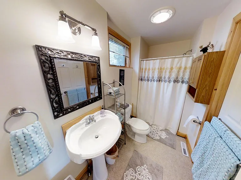 Lower level full bath with stand up shower.