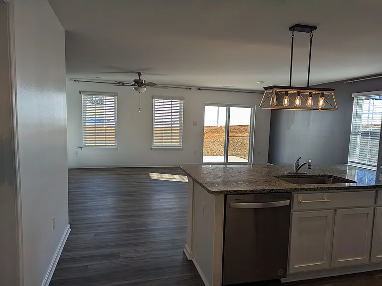 Kitchen, Living room and dining room combo