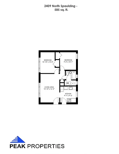 Floor plan 2 Bedroom - 1 Bathroom (A)