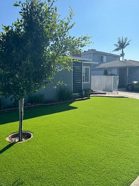 Newly installed artificial grass