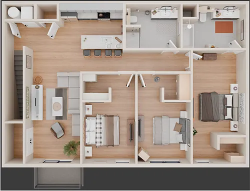 Floor plan 3BD 2BA