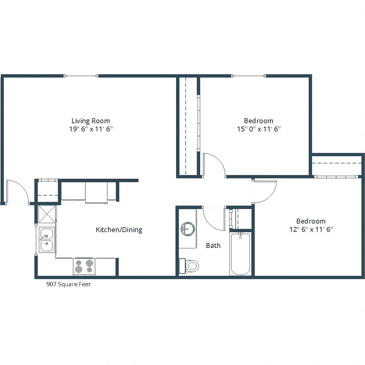 Floor plan Two Bedroom 21A