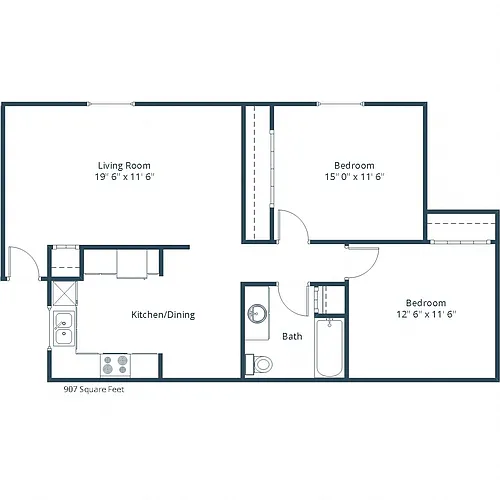 Floor plan Two Bedroom 21A