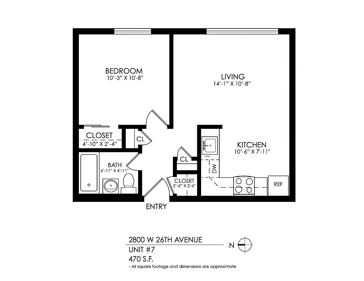 Floor plan 1 Bedroom, 1 Bath